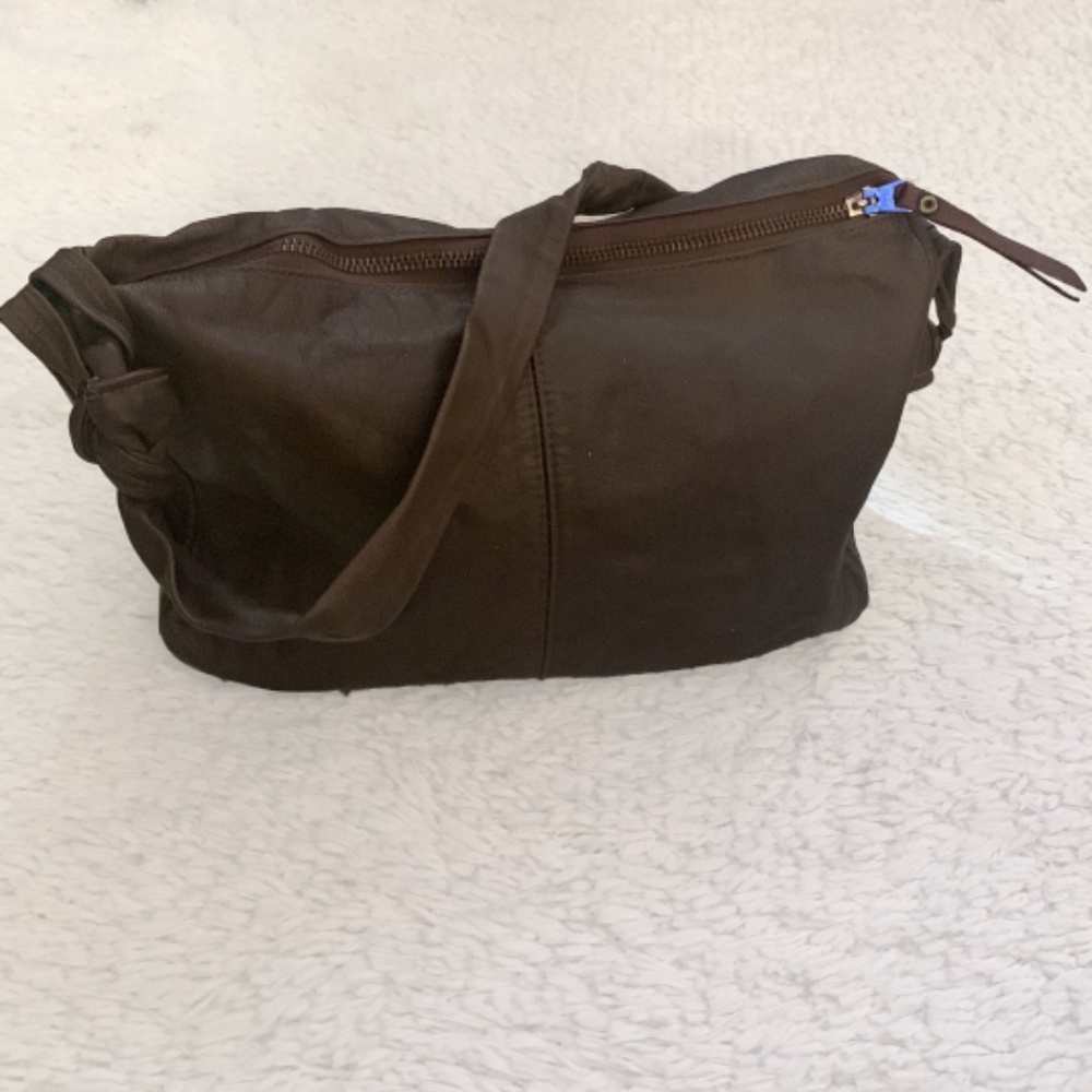 VINTAGE 80s Brown Leather Shoulder Purse